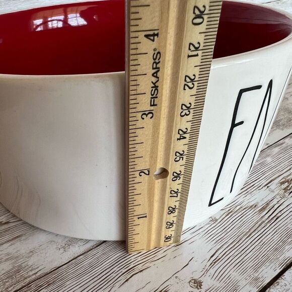 Rae Dunn by Magenta Off-White Red Interior Enjoy Ceramic Pet Dish Bowl One Size - Picture 6 of 7